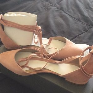 Ann Taylor suede blush pointed flats